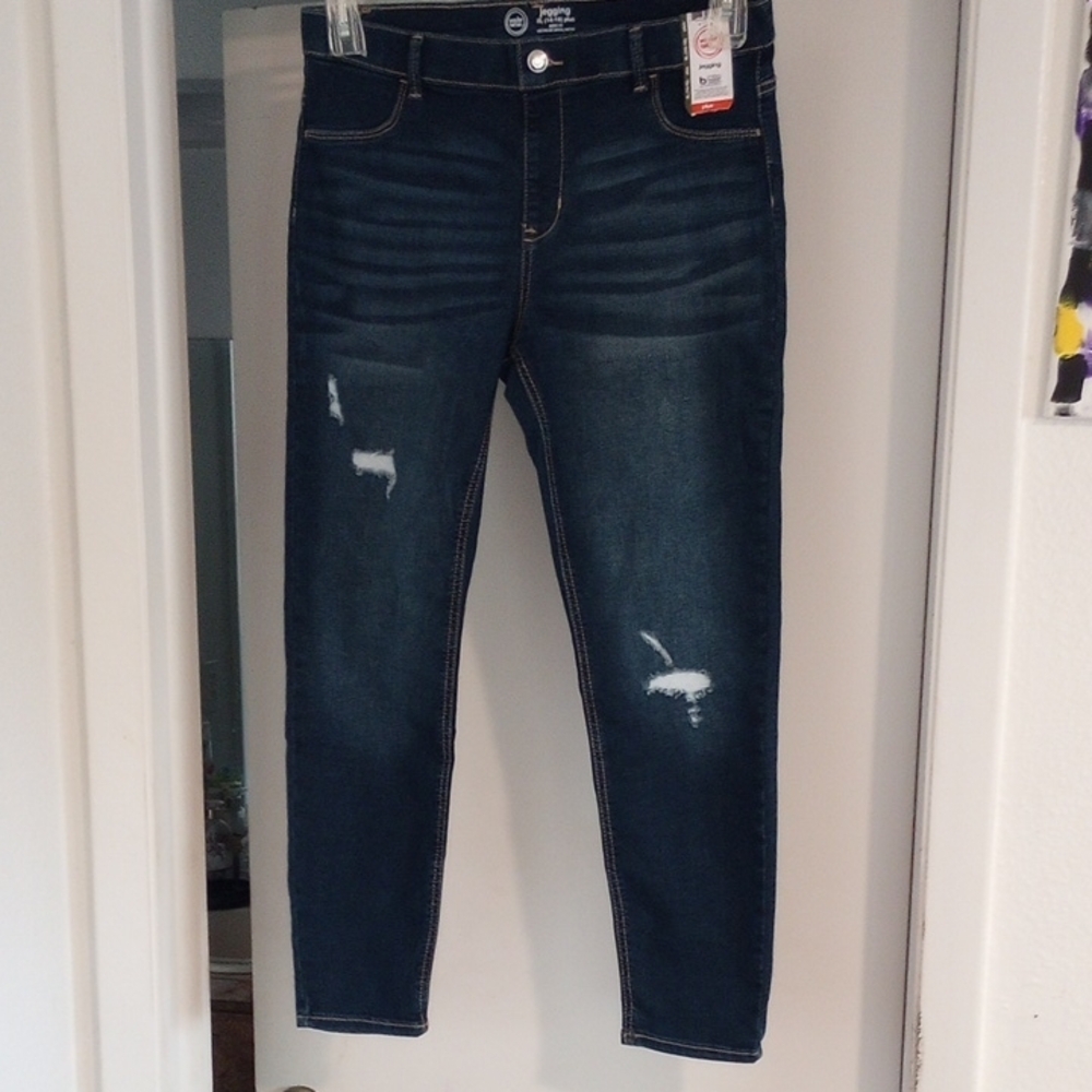 Dark Blue Distressed Girls Jeans